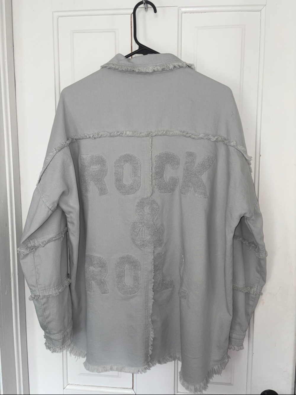Elan Women’s Gray Distressed Rock & Roll Jacket